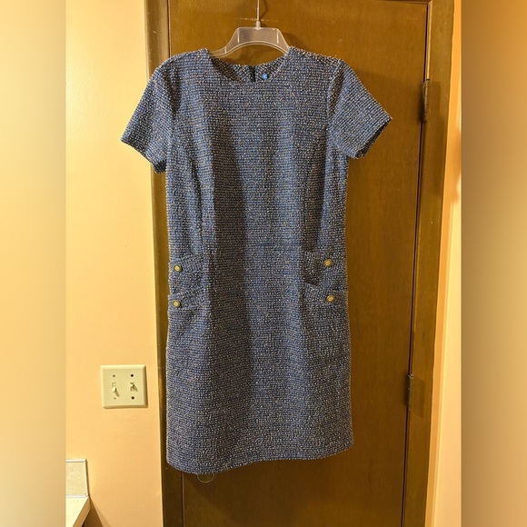 J. McLaughlin blue tweed sheath dress - Picture 1 of 8